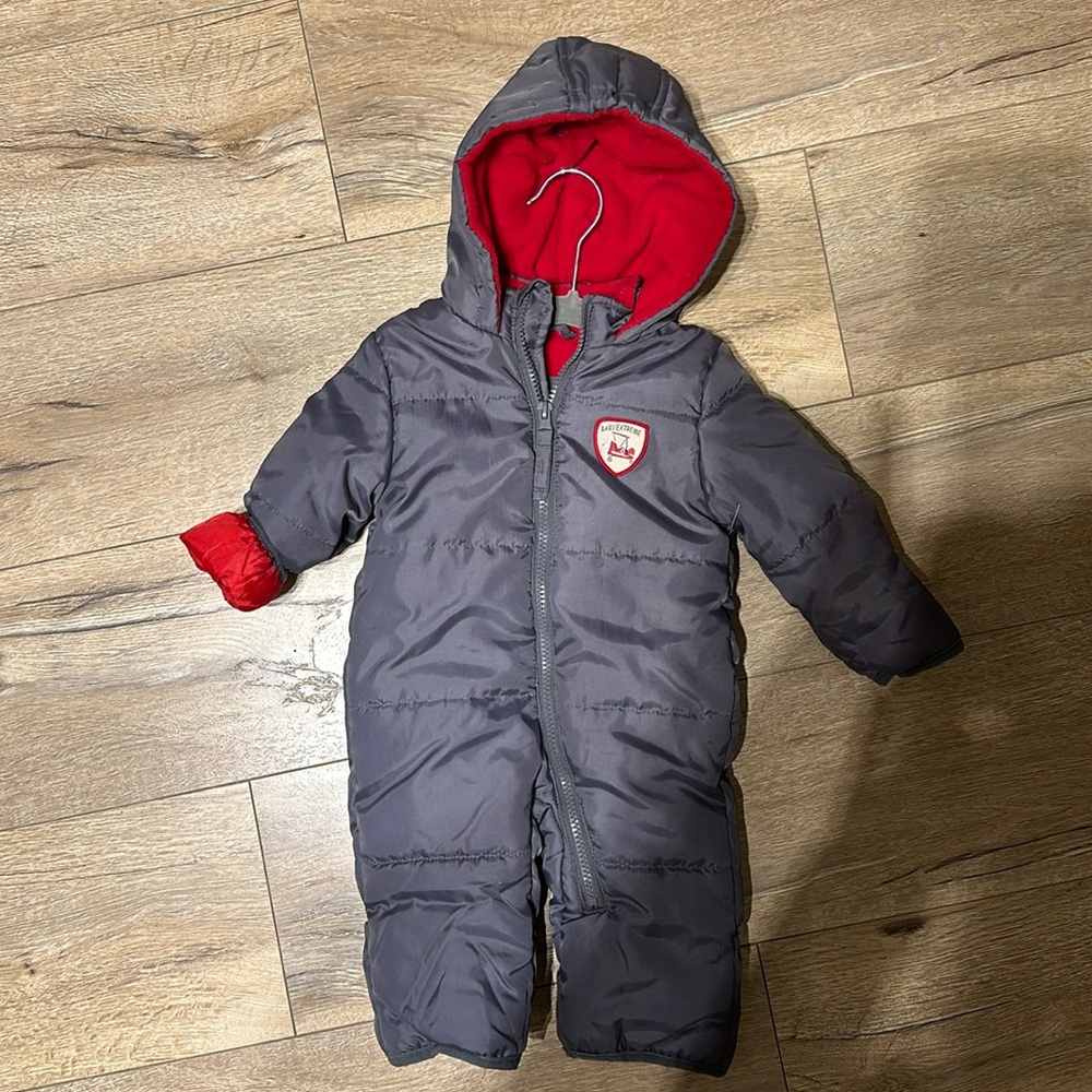 Baby Extreme 3/6 month grey and red snow suit